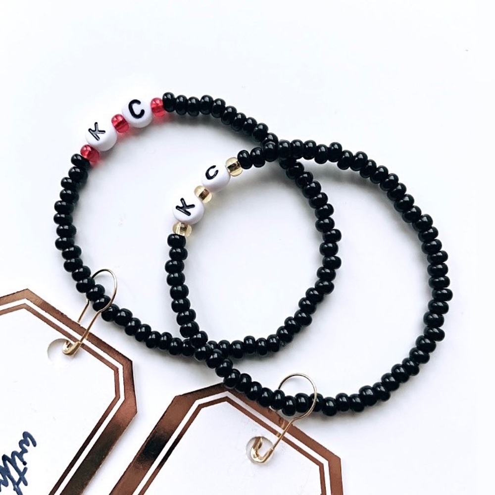 KC bracelet Kansas City red black letter bracelet unisex stretch custom chiefs